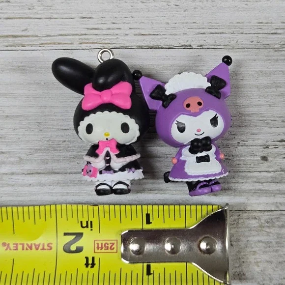 Sanrio My Melody Kuromi Charm Set Kawaii Lolita Goth Keychain Pendant - Picture 5 of 10